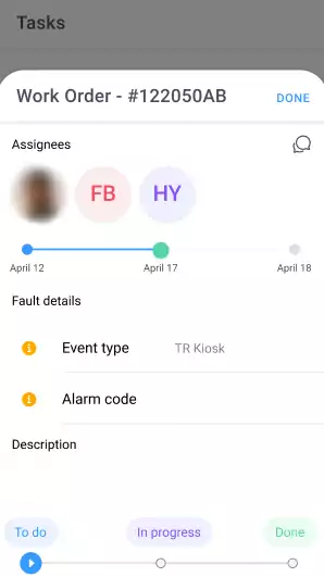 Work order creation in field service manamagent